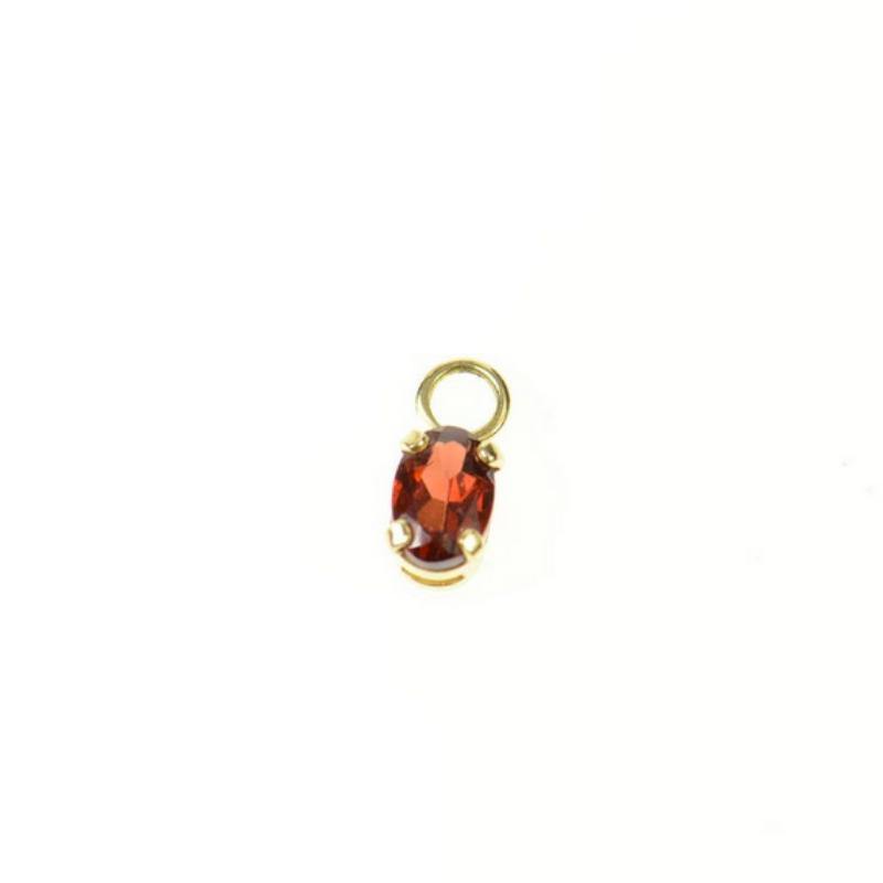 Vintage ~ 14K Oval Garnet Solitaire Charm - lesdeuxjewelry