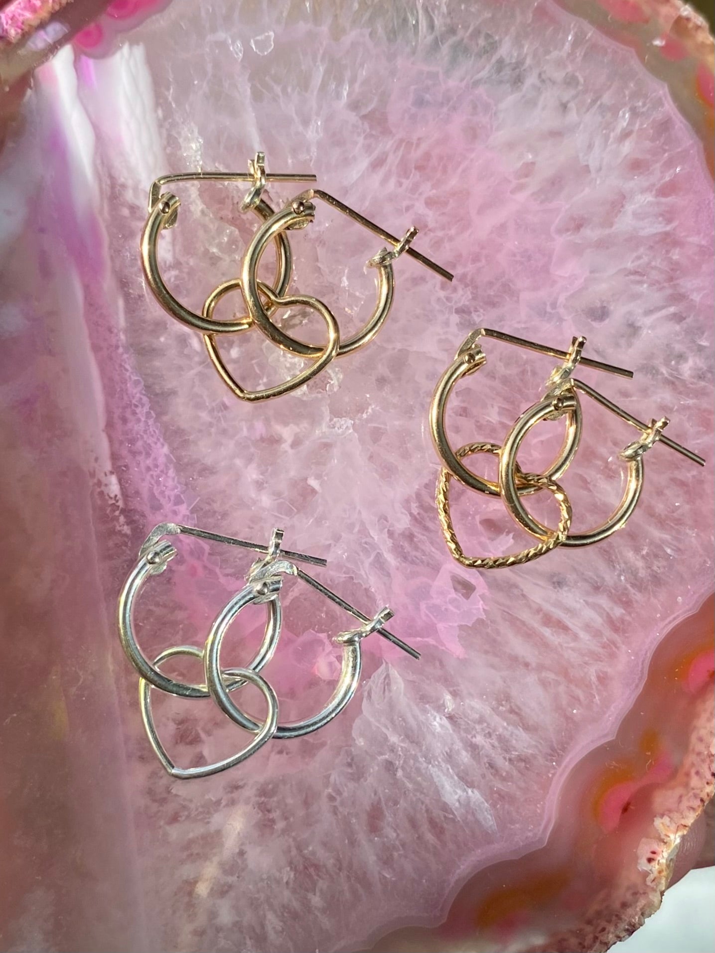 ♡ Double Heart Hoops