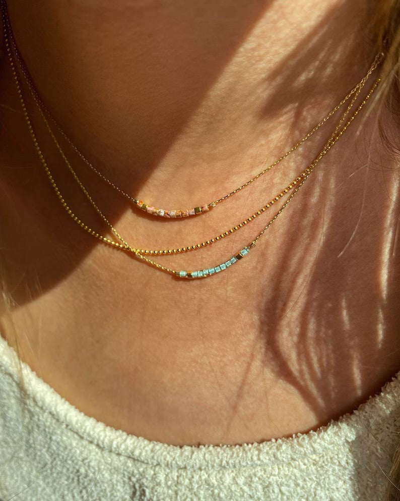 ۰ Square Beaded Necklace