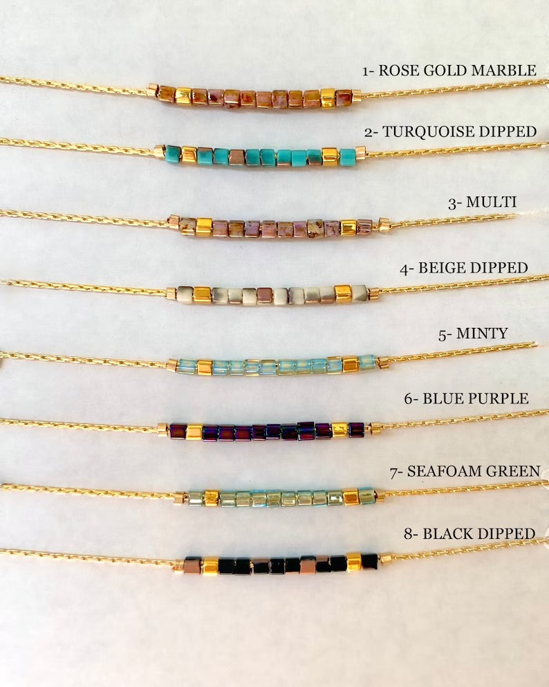 ۰ Square Beaded Necklace