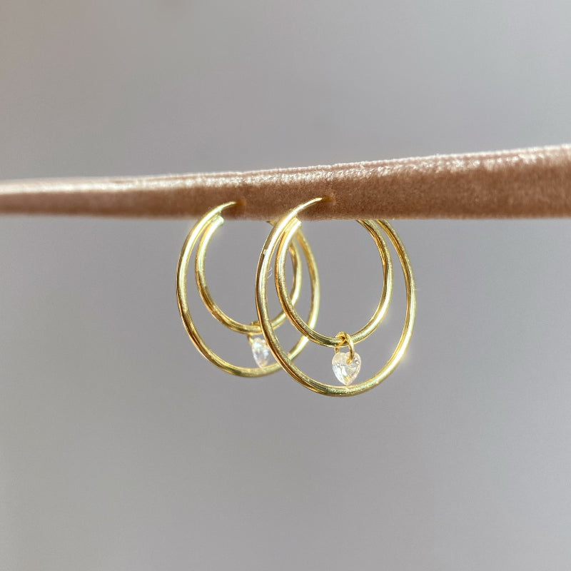 ♡ Dubbele Ring Hart Hoops