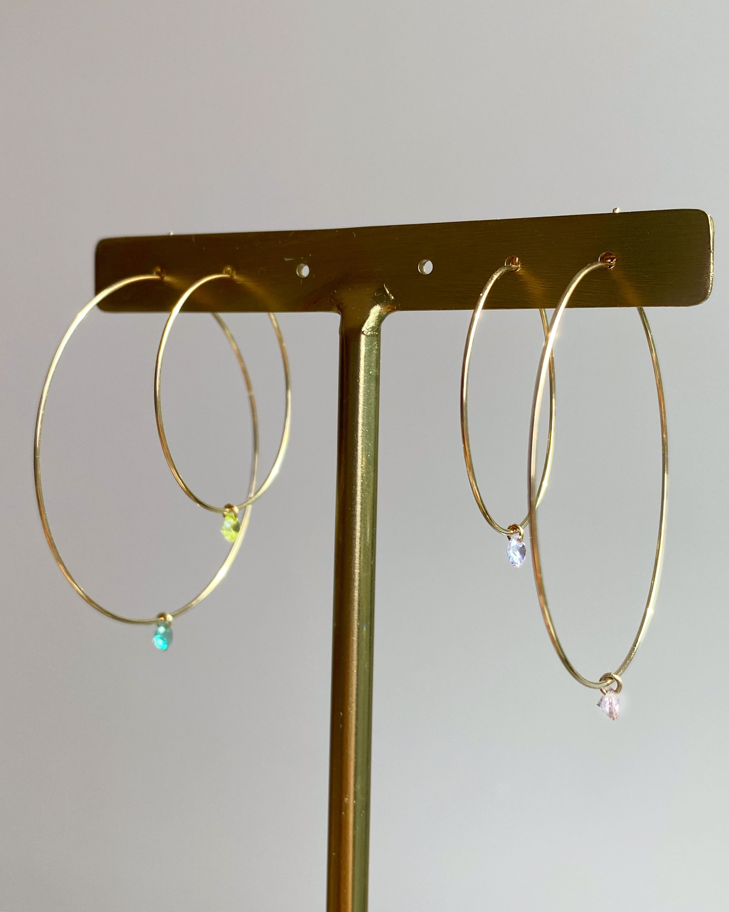 ⍟ Wire Hoops with CZ Stone