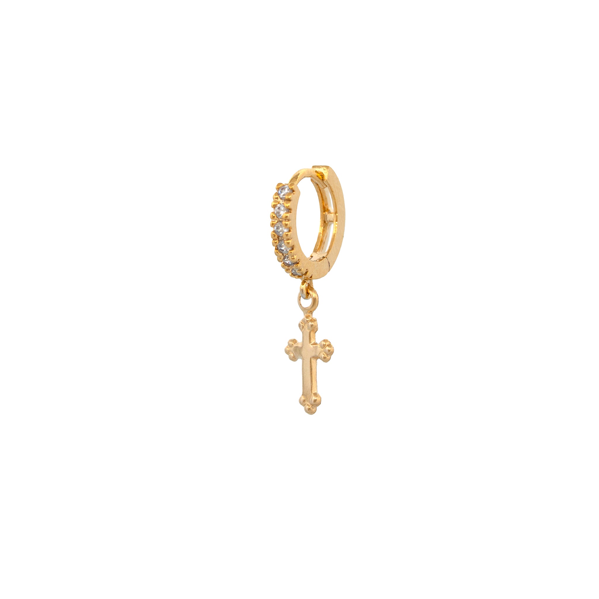 ♰ CZ Cross Hoop