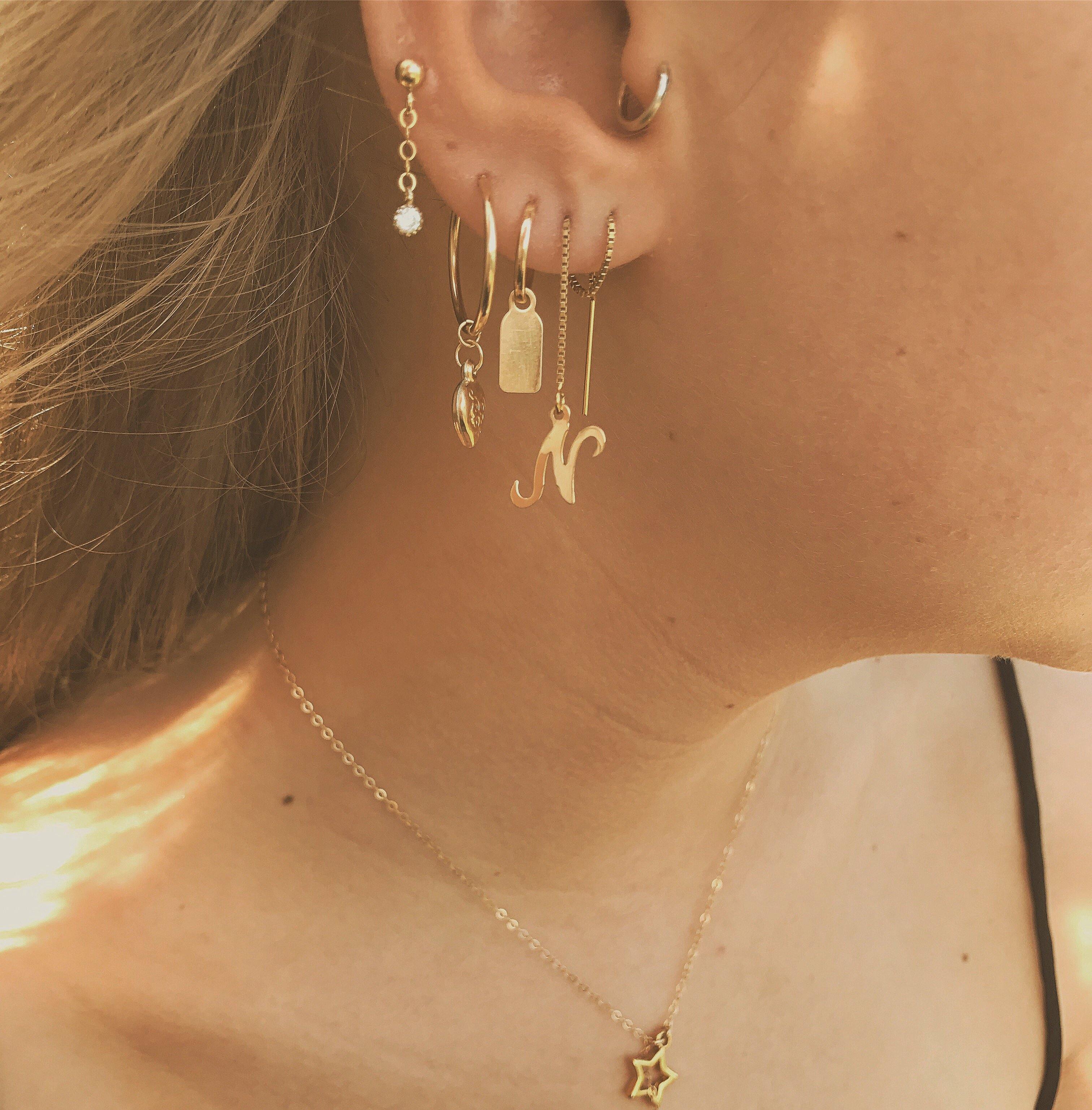 ∾ Threader Gold Filled Initial Earring - lesdeuxjewelry
