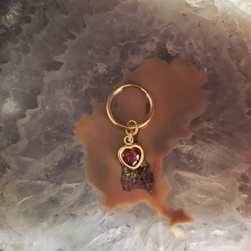 ❦ Ruby Heart Hoop - lesdeuxjewelry