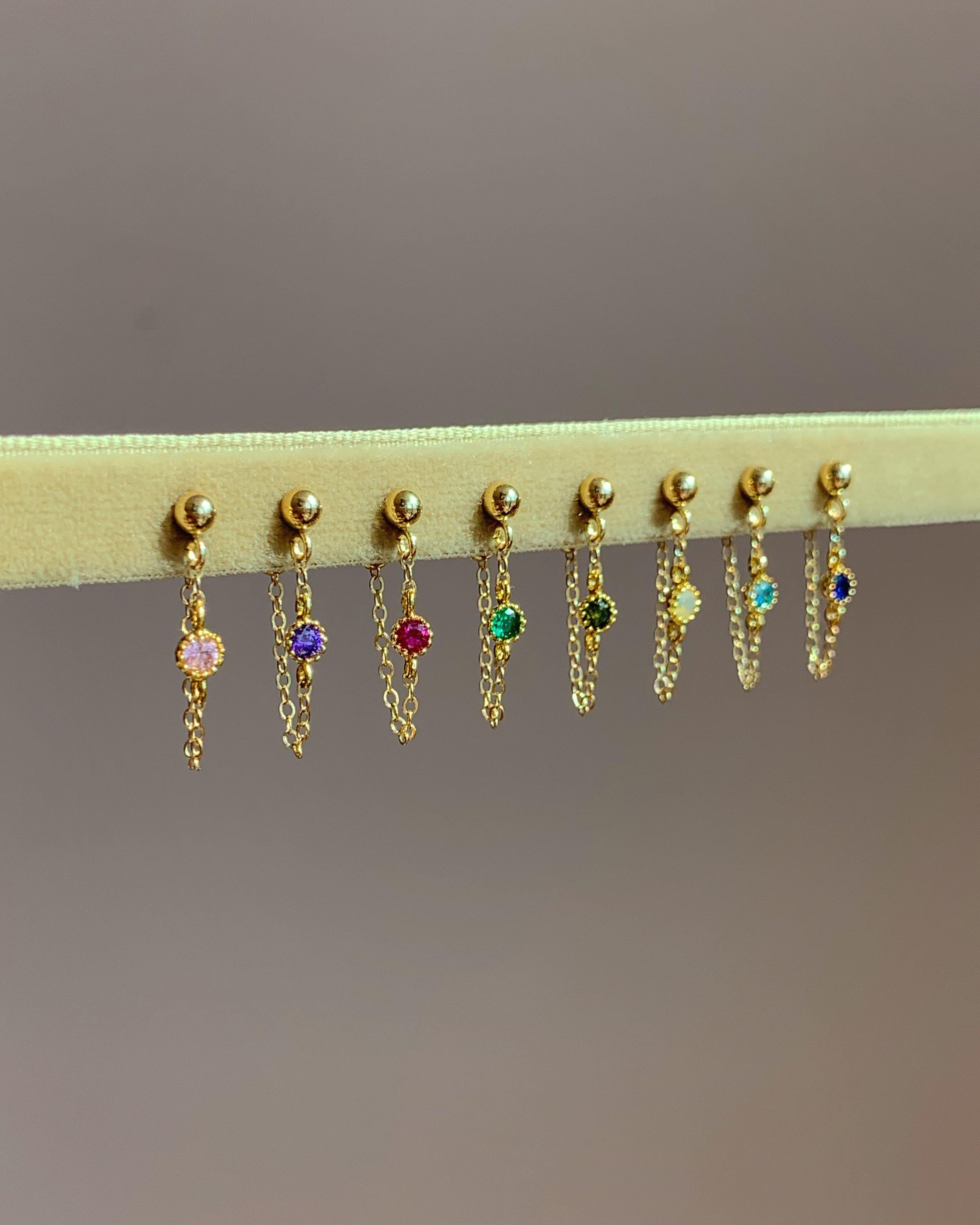 ♕ Dangle Diamond Chain Earring - lesdeuxjewelry