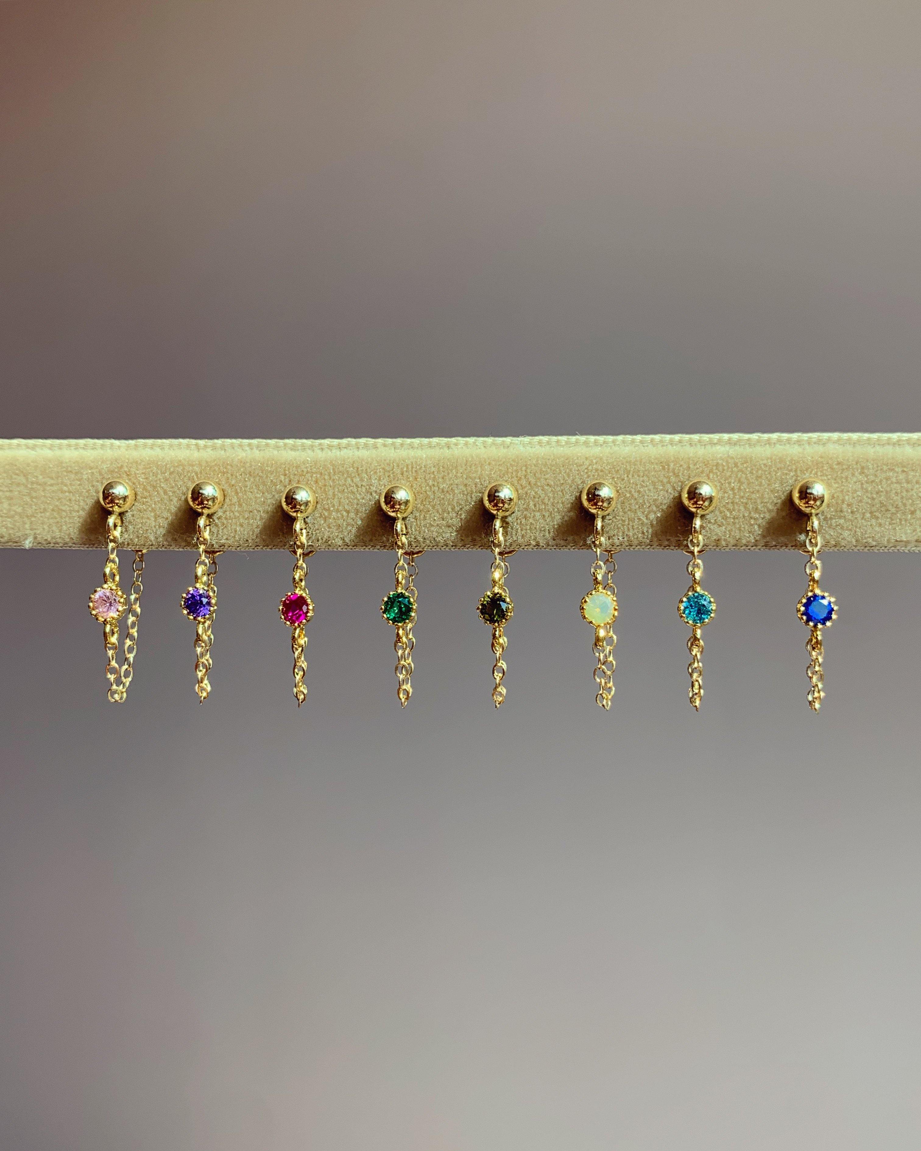 ♕ Dangle Diamond Chain Earring - lesdeuxjewelry