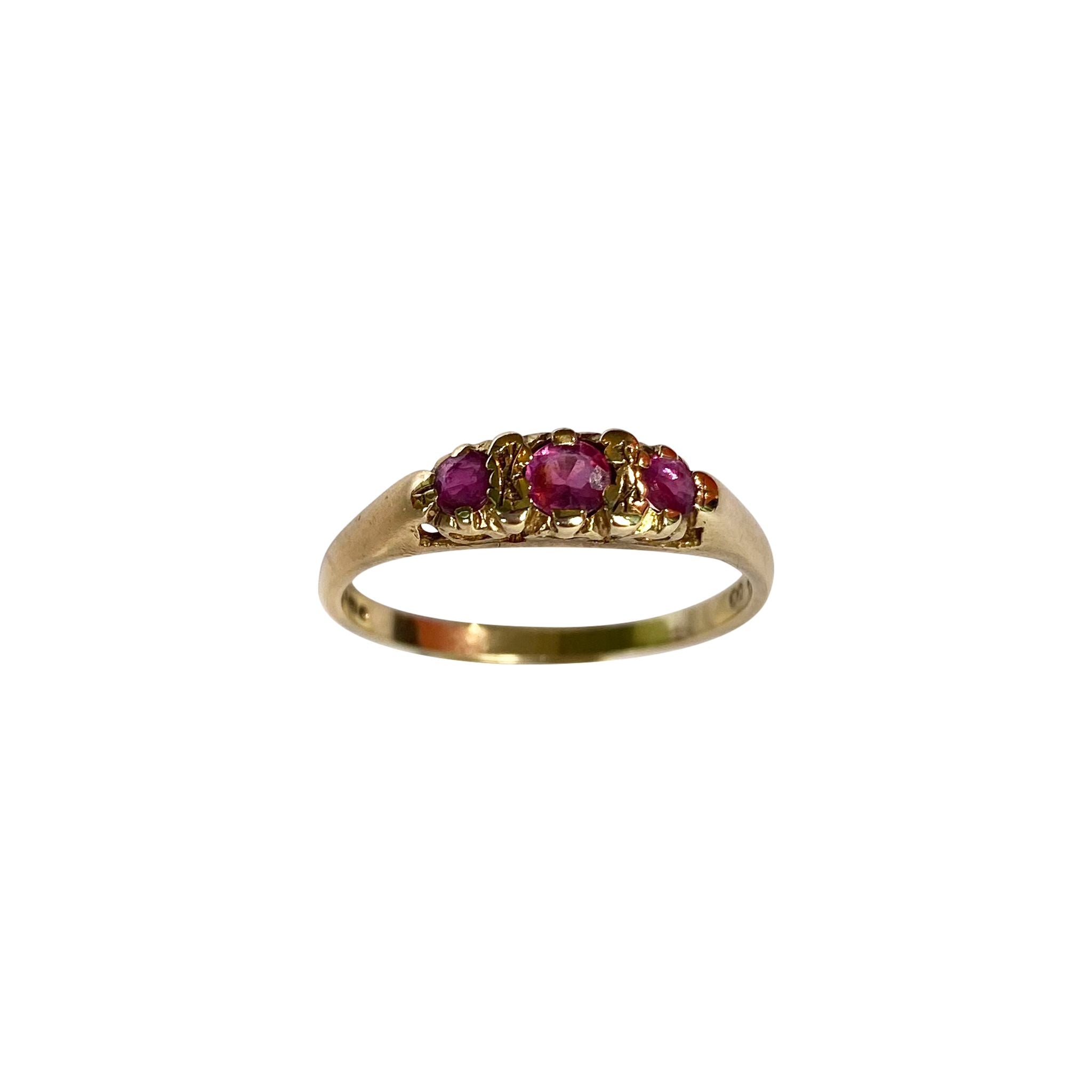 9ct Gold Ruby Three Stone Ring