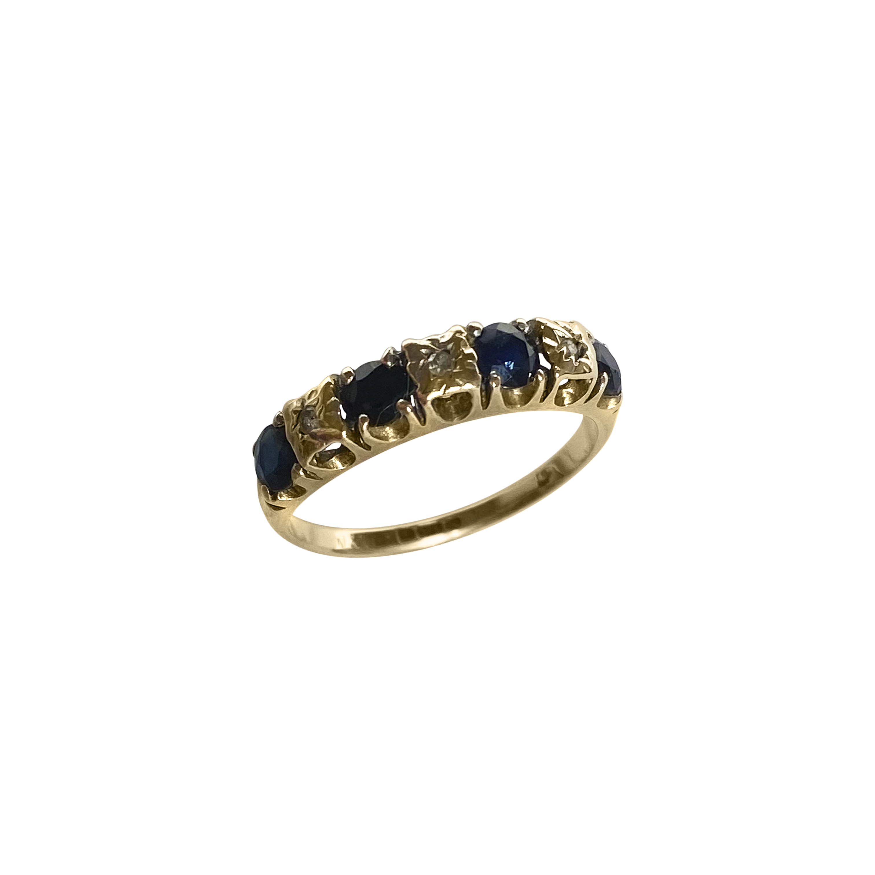 9ct Gold Half Eternity Sapphire and Diamond Ring
