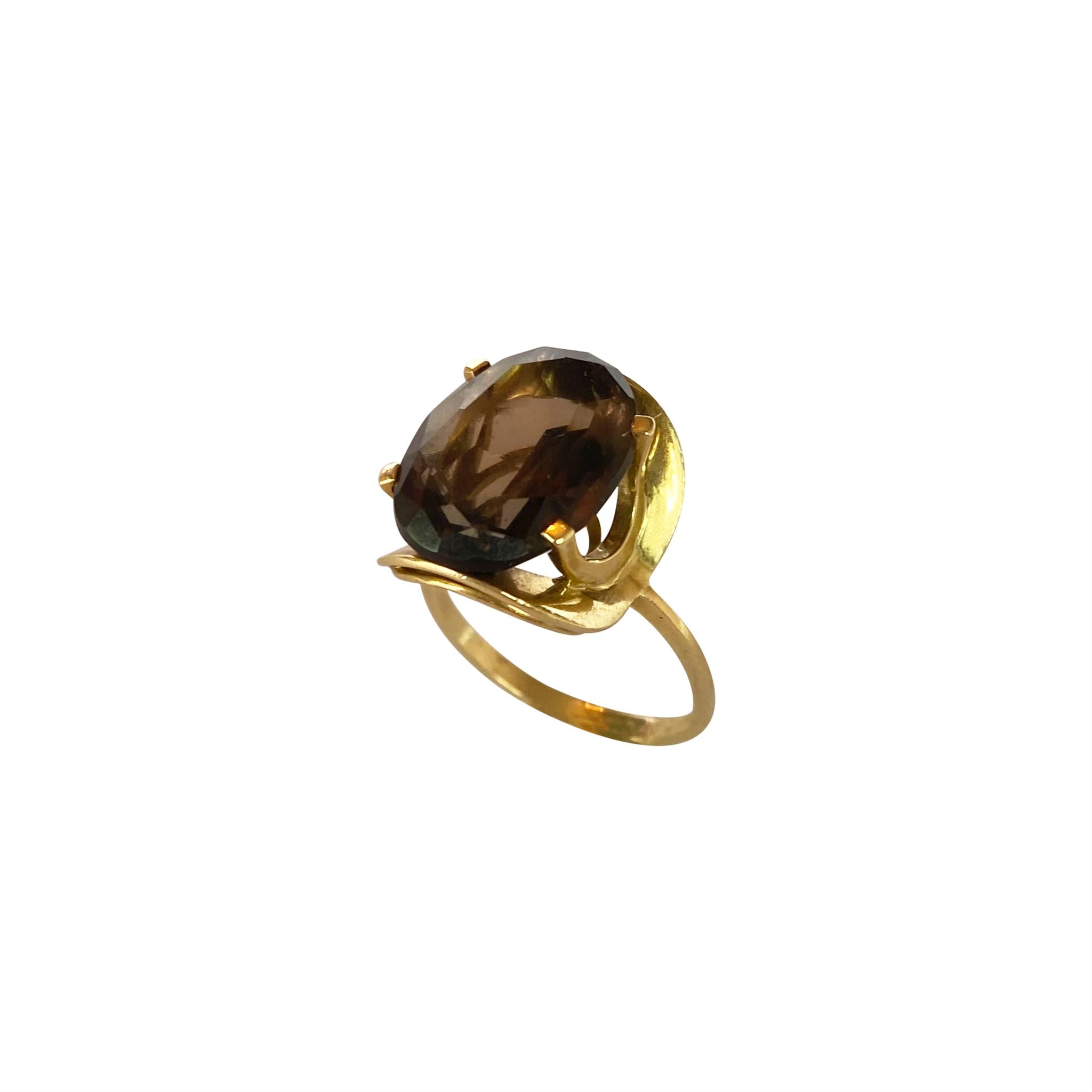 10ct Gold Smoky Topaz Set Ring