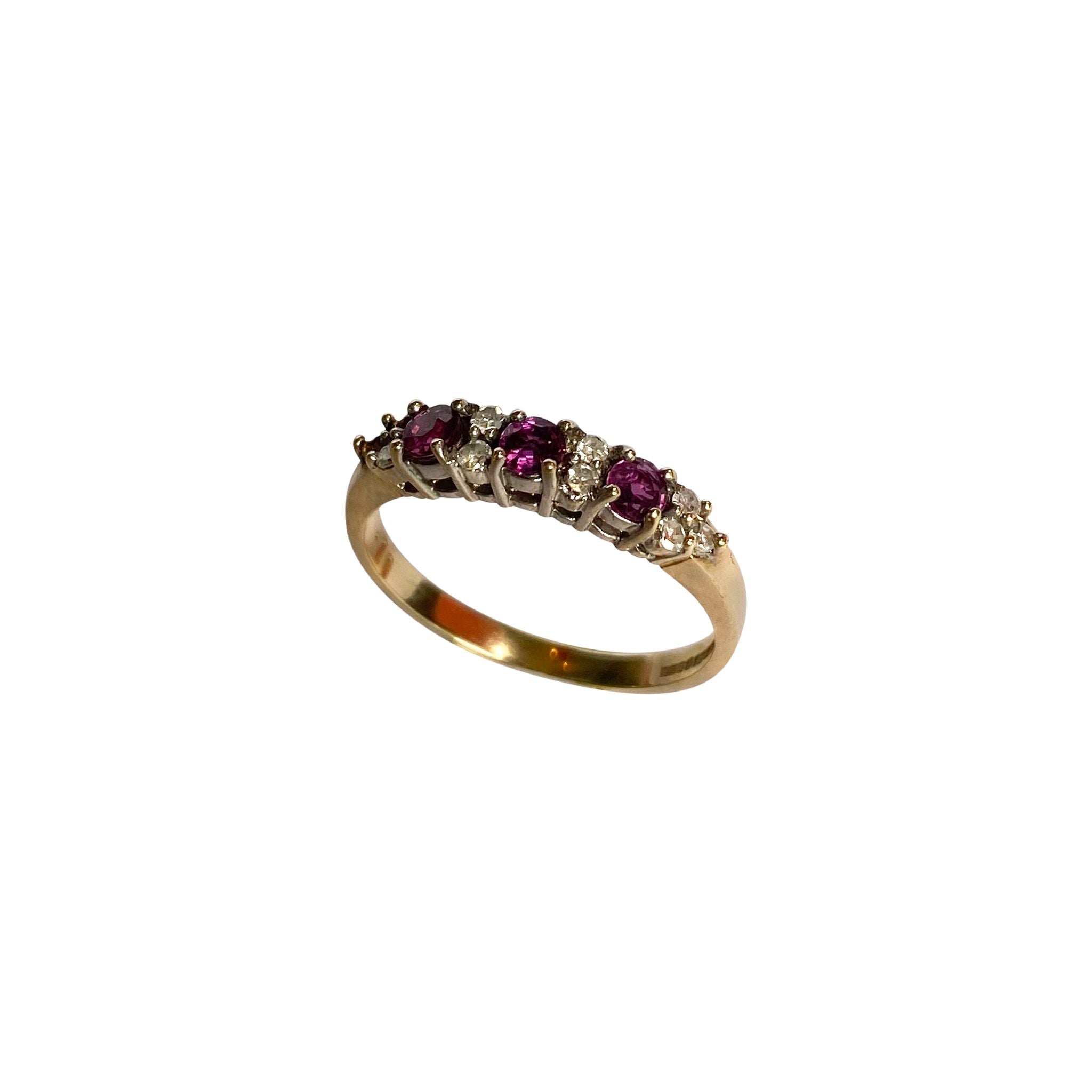 9ct Gold Amethyst and Diamond Ring