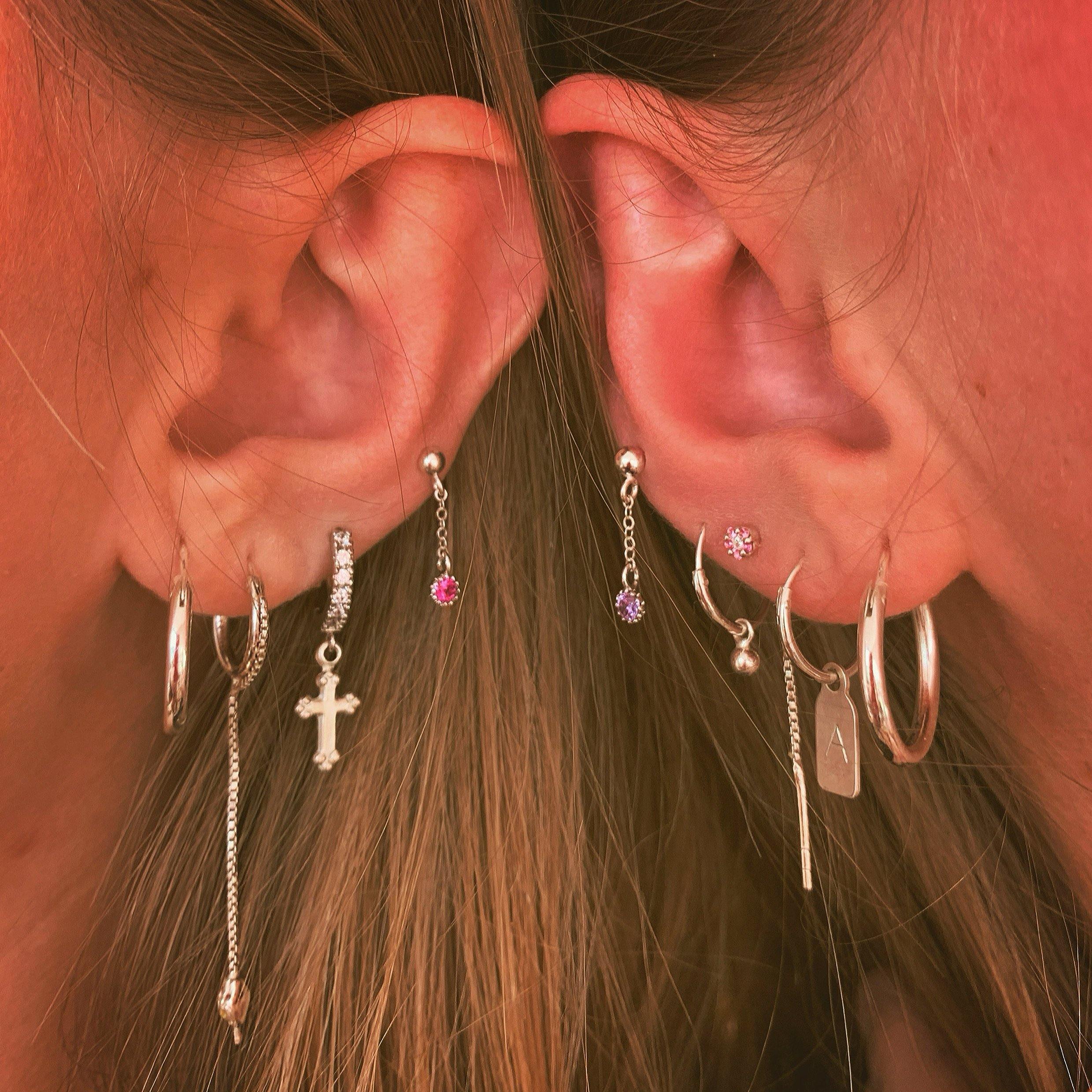 ♕ Tag Hoop Earring - Personalized ~ Silver - lesdeuxjewelry