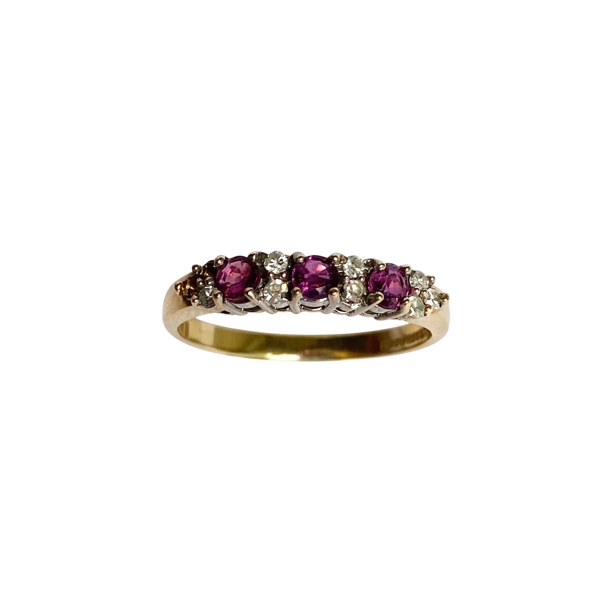 9ct Gold Amethyst and Diamond Ring