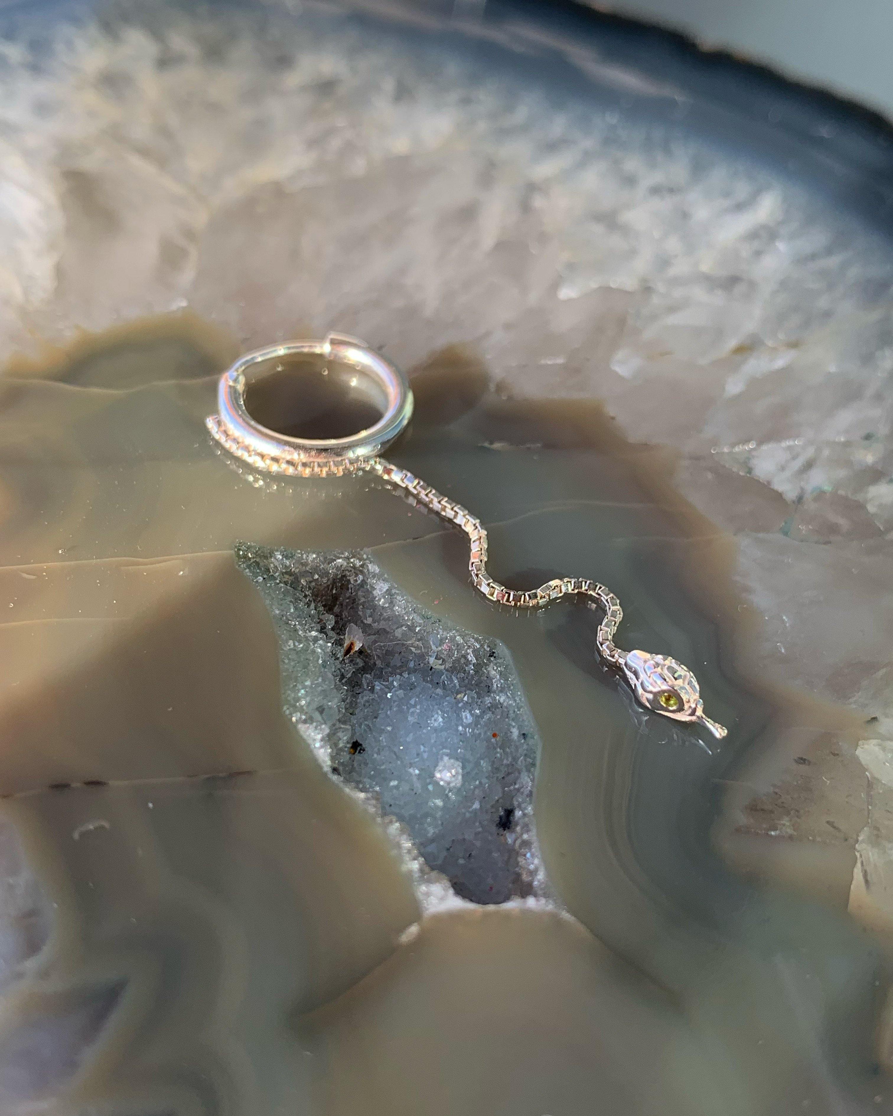 ☡ Snakey Hoop ~ Silver - lesdeuxjewelry