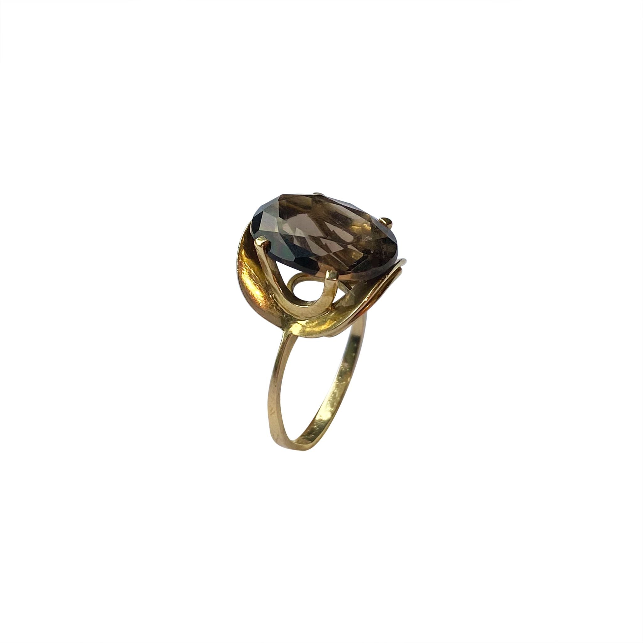 10ct Gold Smoky Topaz Set Ring