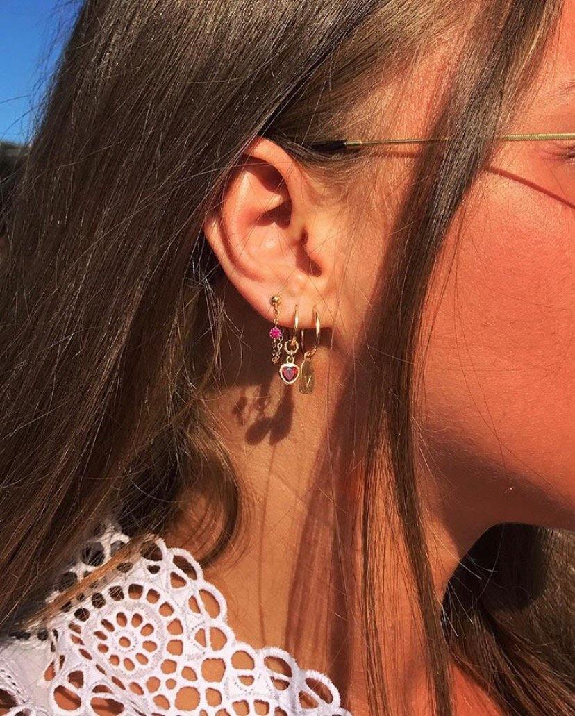 ❦ Ruby Heart Hoop - lesdeuxjewelry