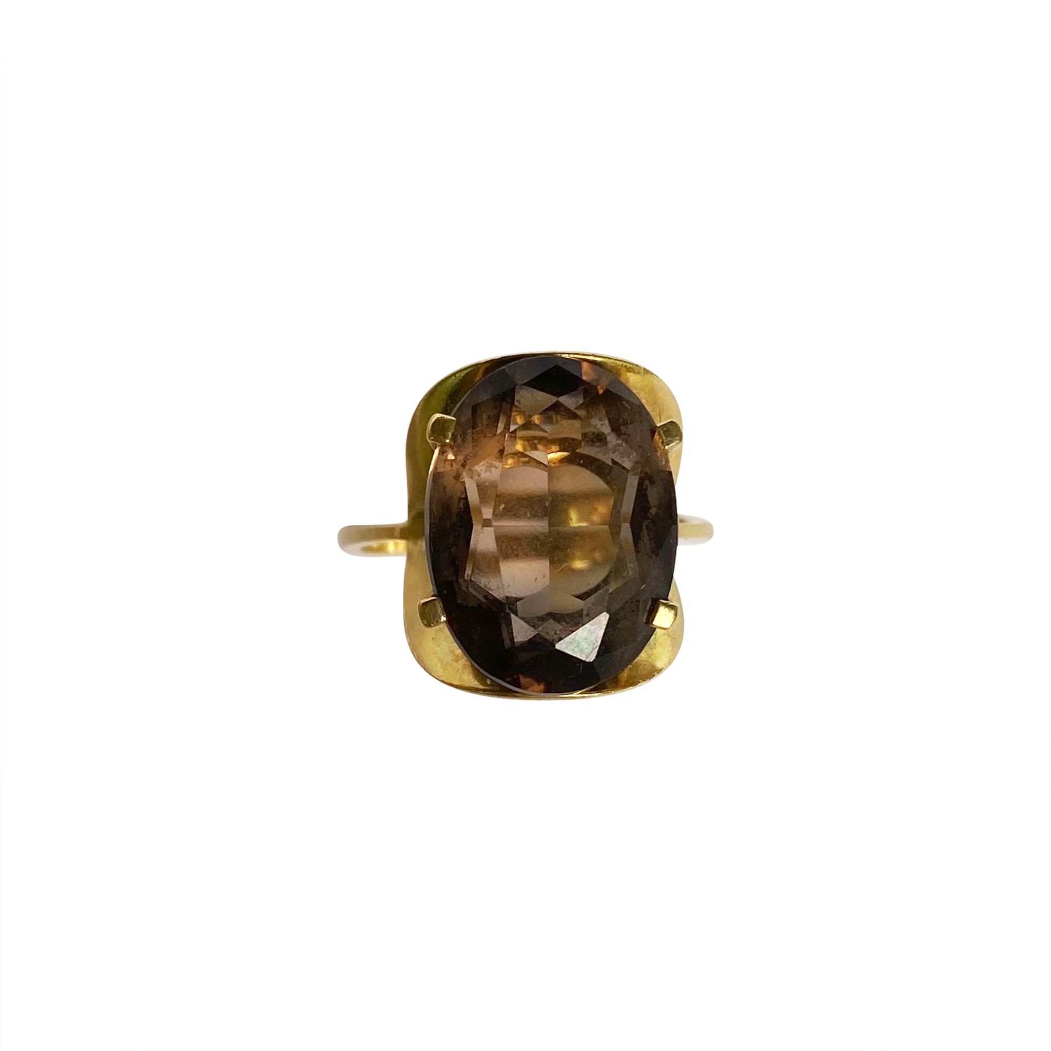 10ct Gold Smoky Topaz Set Ring