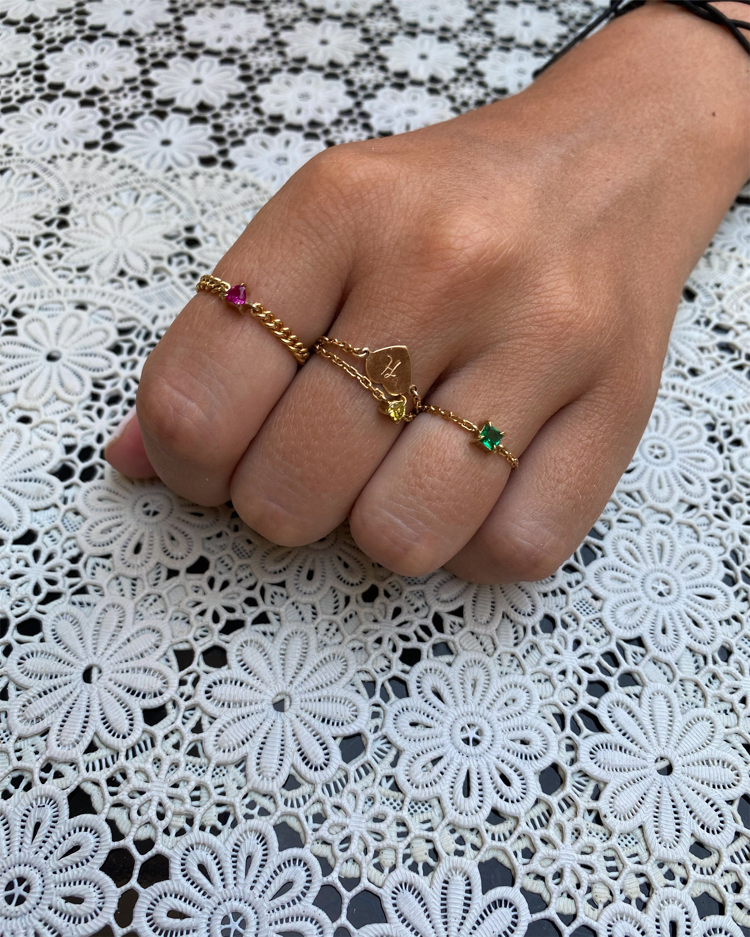 ෆ Kettingring met Hart en Initiaal